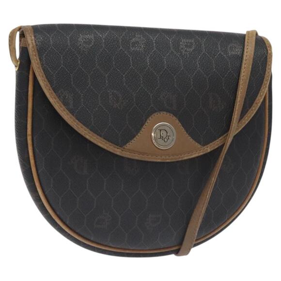 DIOR Honeycomb Canvas Shoulder Bag Pvc Black Gold - Picture 1 of 12